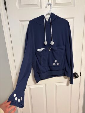 Women’s Navy Hoodie Sweater with Paw Accent